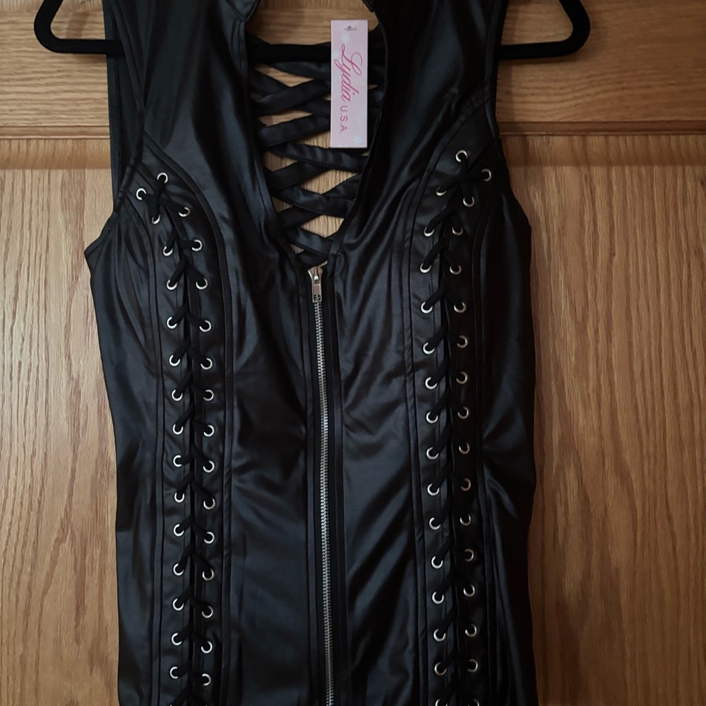 Black Lace-Up Tank Top